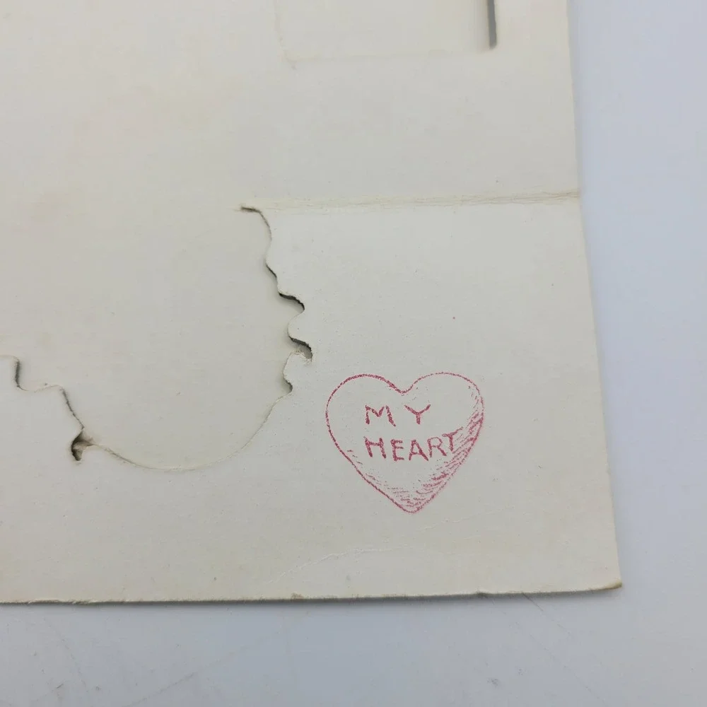 Vintage Valentine Card Girl Kitten Pop Up Die Cut Antique‎ Valentines Day